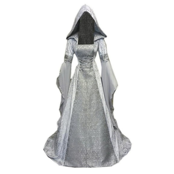 Turilly Women's Fashion Long Sleeve Hooded Gothic Dress Floor Length Cosplay Dress