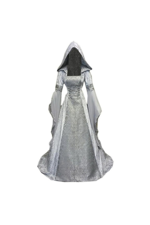 Women's Fashion Long Sleeve Hooded Gothic Dress Floor Length Cosplay Dress
