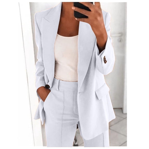Turilly Womens Coats and Jackets Women Solid Long Sleeve Tops Cardigan Coat Pockets Long Pants Suit