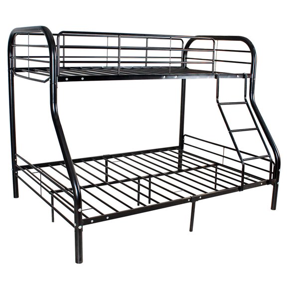 Clearance! Twin-Over-Futon Convertible Couch and Bed with Metal Frame and Ladder - Black