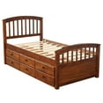 thumbnail image 1 of Clearance Twin Size Platform Bed with Storage, Solid Wood Bed with 6 Drawer-Walnut, 1 of 10