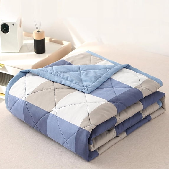Clearance! Twin Size Washed Cotton Quilt Blanket, Skin-Friendly Cool Thin Comforter, Lightweight Bed Blanket for All Seasons, 78.74x59.09 Inches/Multicolor