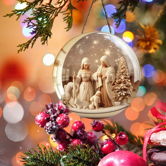 Tyidzon Nativity Scene Ornaments, Christmas Tree Acrylic Decorations, Christmas Hanging Decor for Trees, Christmas Hanging Ornament, Religious Gifts for Xmas Tree Birth of Jesus