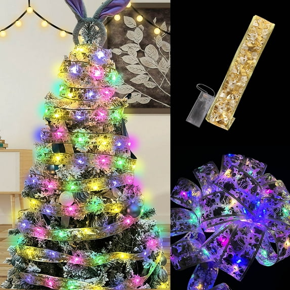 Clearance Tyidzon Ribbon Lights for Christmas Tree Decorations, 16.4Ft 50 LED String Lights, Copper Wire Christmas Lights for Party Weddings Holiday Christmas Tree Decorations