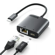 Clearance!!! USB C to Ethernet Adapter, 5 Gbps 100W PD Charging Port, USB-C to RJ45 Ethernet LAN Network Adapter with MacBook Pro/Air, Laptop, Surface, Galaxy, Dell XPS, HP, Android, Windows