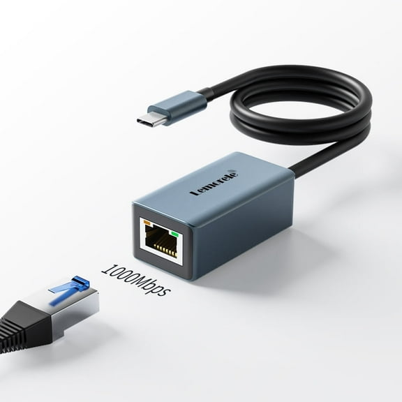 Lemorele USB C to Ethernet Adapter,Thunderbolt USB C to RJ45 Gigabit Ethernet, LAN Network Adapter for iPhone 15, iPad Pro/Air, MacBook, Galaxy S23/S24 Ultra, Surface Book, Dell