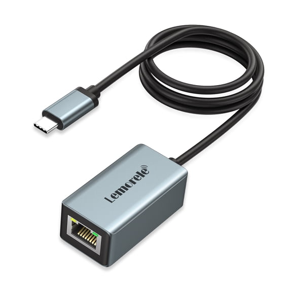 Lemorele USB 3.0 to Ethernet Adapter, USB C to RJ45 Gigabit LAN Network Adapter, Compatible with MacBook/Pro/Air, Switch, Windows,Mac OS,Aluminium