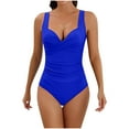 thumbnail image 1 of UTSJKR Women's Ruched Underwire One Piece Swimsuit Front Twist Swimwear Tummy Control Bathing Suit Monokini Blue 10, 1 of 4