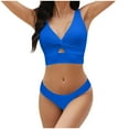 thumbnail image 1 of UTSJKR Womens Bikini Sexy Twist Front Push Up 2 Piece Swimsuit with Underwire Plus Size High Cut Sport Slimming Swim Wear Blue 8-12, 1 of 1