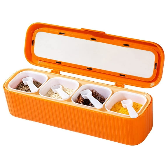 Clearance! Uioepy Seasoning Box Set 4 Piece Seasoning Containers Container Box with Lids and Spoon Sugar Storage Container Set Condiment Jars for Sugar Kitchen Essentials Orange, 1*Seasoning Bottle