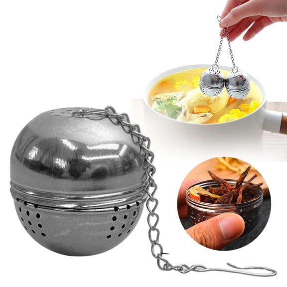 Clearance Under $0.66! 1Pc Reusable Tea Strainer Ball Stainless Infuser with Chain for Brewing (F 5*4cm)
