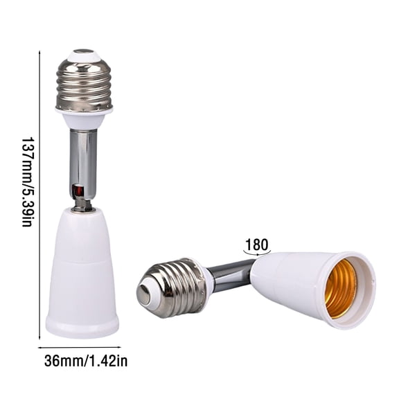 Clearance Under $0.79! 1PC Light Socket Extender, 4.9 Inch Adjustable 90° Right Angle Lamp Holder Adapter, E26/E27, White, One Size