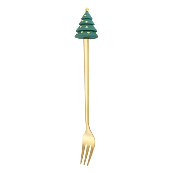 Clearance Under $0.79 Decorative Christmas Tree Fork Set, Doll Shaped Flatware for Coffee Stirring Dessert and Serving, 6.3x0.59 in,1Pc