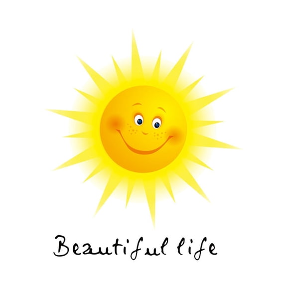 Clearance Under $ 0.79 Smiling Sun Cartoon Wall Sticker, Adhesive Window Glass Decal For Room Background Decoration Accent