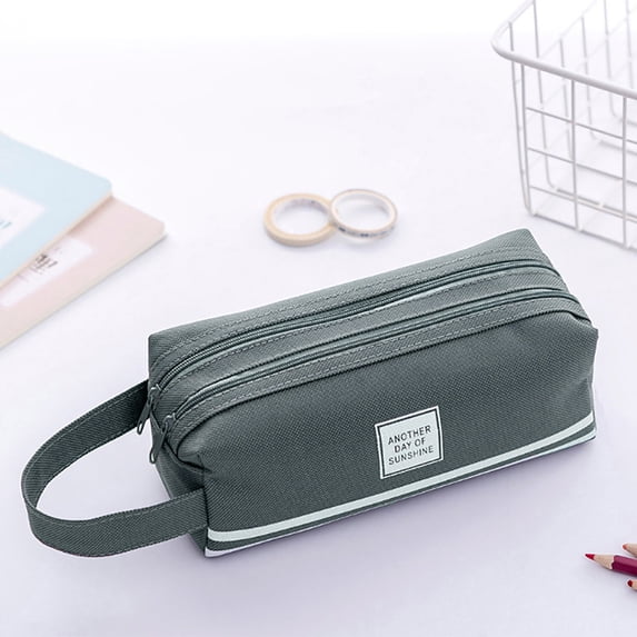 Clearance Under $0.8! 1 Pack Multi-Compartment Canvas Pencil Case, 19.5x7.5x7.5cm Large Capacity Storage Bag, Versatile Stationery Organizer