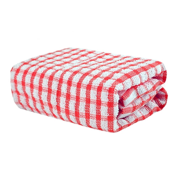 Clearance Under $0.84! 1Pc Thick Cotton Dish Towel for Kitchen (B, Red)