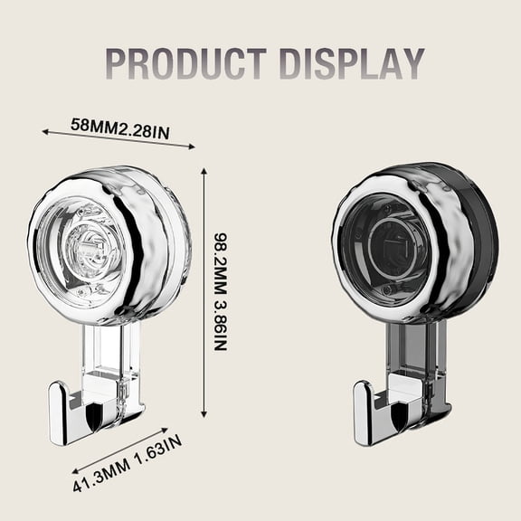 Clearance Under $0.89! 1PC Suction Cup Hook, Strong Vacuum Lock Hanger for Glass & Tile Surfaces, Plastic, for Shower & Kitchen, (9x5.8x4cm, White)
