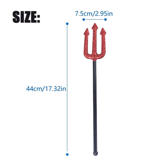 Clearance Under $0.96! 1PC Halloween Pitchfork Prop, Glitter Red Devil Fork for Costume & Party, Plastic, (One Size, Red)