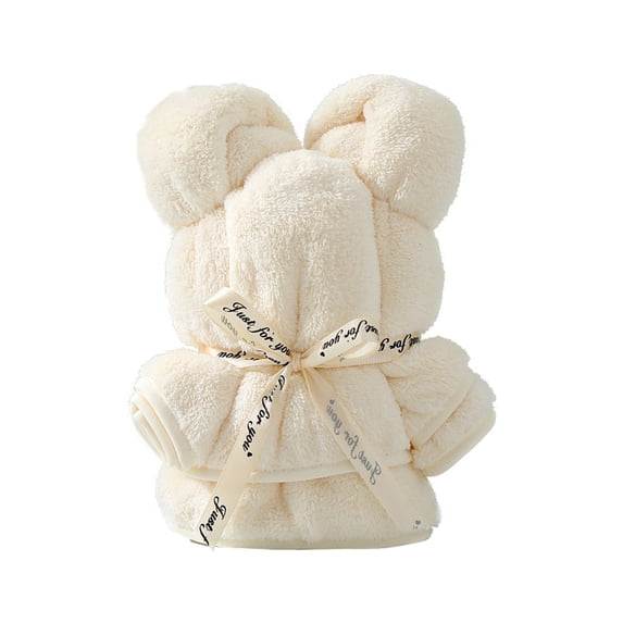 Clearance Under $0.96! 1Pc Bear-Shaped Coral Velvet Towel Gift (Cloth, Beige)