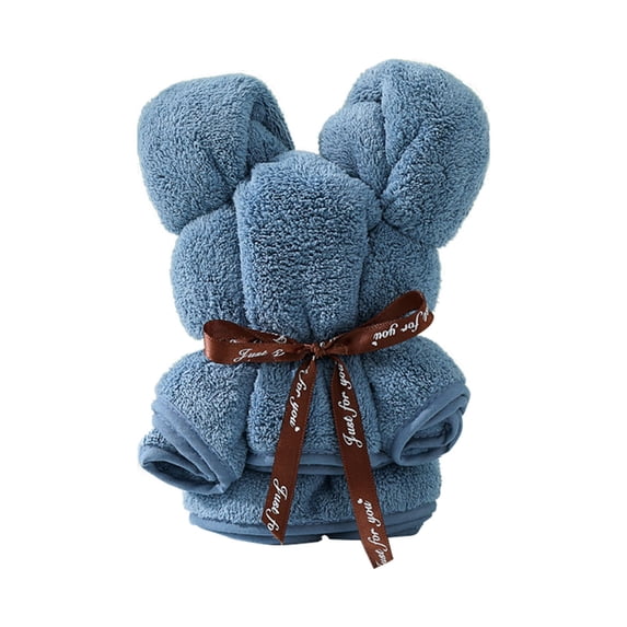 Clearance Under $0.96! 1Pc Bear-Shaped Coral Velvet Towel Gift (Cloth, Navy)