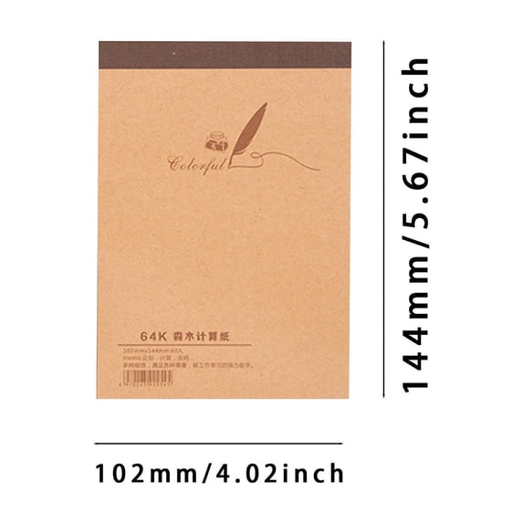 Clearance Under $0.99! 1PC Blank Note Paper Pad, 60-Sheet Sketchbook for Drawing & Drafting, Paper, for Artists & Designers, (25.5x17.5cm, Kraft)