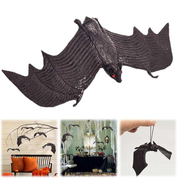 Clearance Under $1.1! 1 Pack Rubber Big Bat Hanging Pendant Halloween Decor