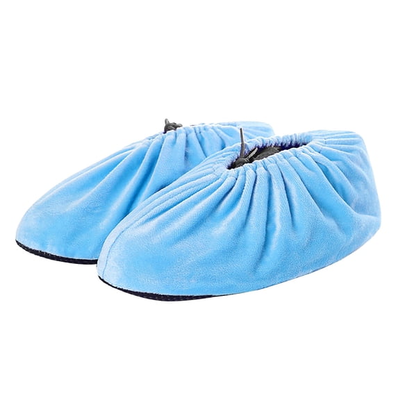 Clearance Under $1.16! 1 Pair Washable Flannel Indoor Shoe Covers Non-Slip Thickened Warm Overshoes for Home (Sky Blue)
