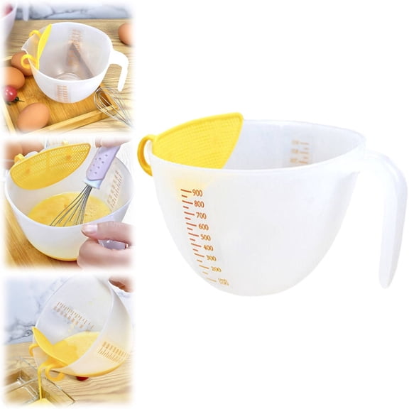 Clearance Under $1.16! 1Pc Multi-Function Strainer Measuring Cup (One Size, Clear)