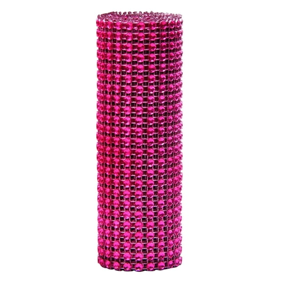 Clearance Under $ 1.19 24-Row Rose Red Plastic Hollow Diamond Mesh Ribbon, Shiny Rhinestone Crystal Wrap Roll For DIY Craft Decor
