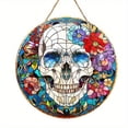 thumbnail image 1 of Clearance Under $1! 1PC 5.9in Acrylic Skeleton Hanging Ornament, Mexican Sugar Skull Disc Decor for Window, Acrylic, (One Size, Sky Blue), 1 of 8