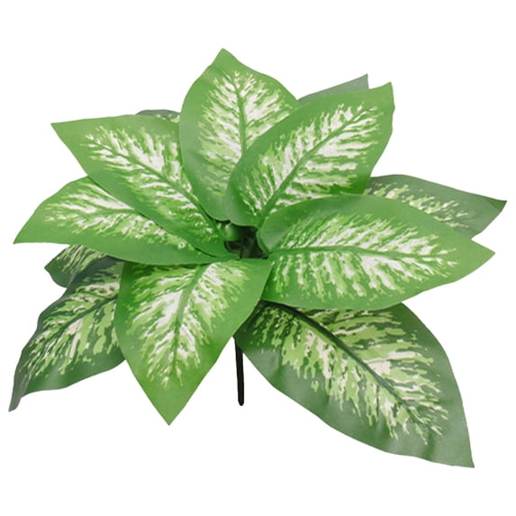 Clearance Under $1 1Pc Artificial Dieffenbachia Artificial Evergreen Leaf Plastic For Tropical Office Corner Hotel Lobby Arrangement (F)