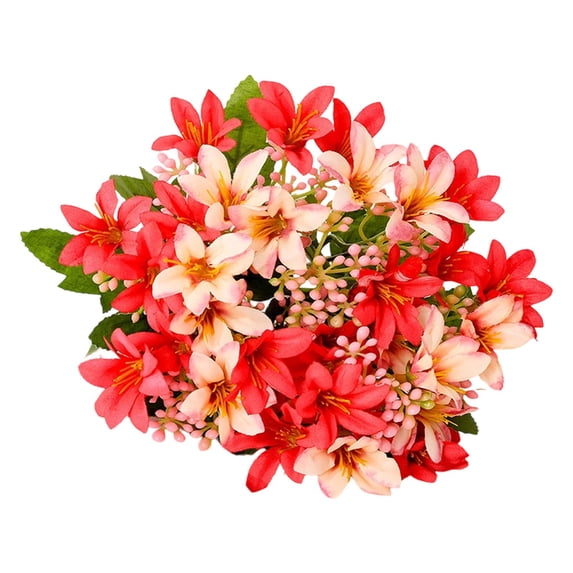 Clearance Under $1 1Pc Artificial Lily Artificial Lily Spray Plastic For Living Room Office Desk Entryway Table Red