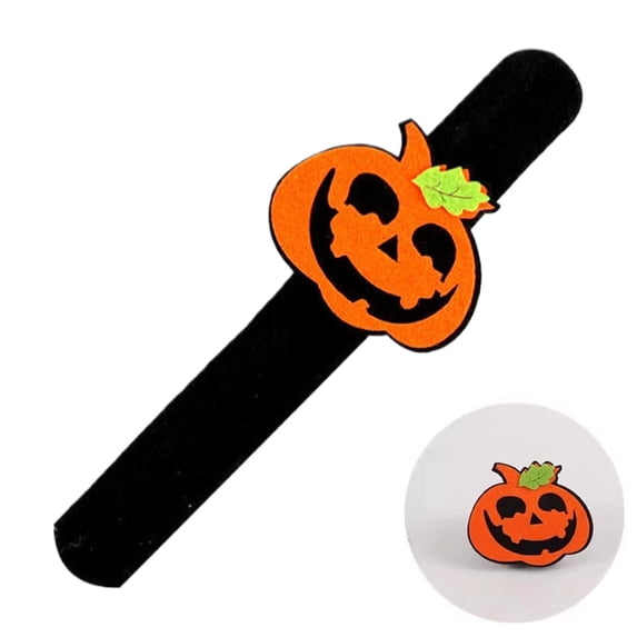 Clearance Under $1.2! 1 Pack Halloween Curly Slap Bracelet, Ghost Pumpkin Bat Design, for Party Favors