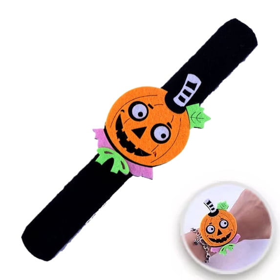 Clearance Under $1.2! 1 Pack Halloween Curly Slap Bracelet, Ghost Pumpkin Bat Design, for Party Favors