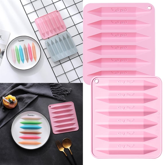 Clearance Under $1.24! 1 Pack Crayon-Shaped Silicone Mold  6-Cavity for Chocolate, Candy, and Crafts (Pink)