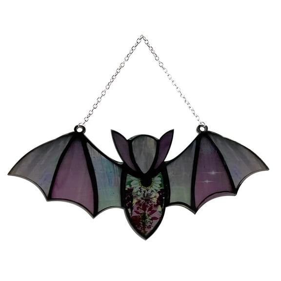 Clearance Under $1.26! 1 Pack Halloween Bat Suncatcher Acrylic Window Hanging Colorful Wall Art for Home Decor (One Size F)