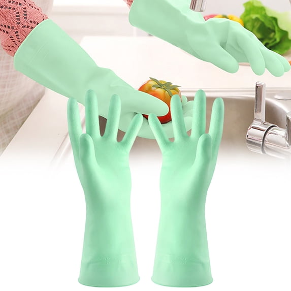 Clearance Under $1.34! 1 Pair Heavy-Duty Rubber Gloves, Waterproof Kitchen Cleaning Gloves (G, B)