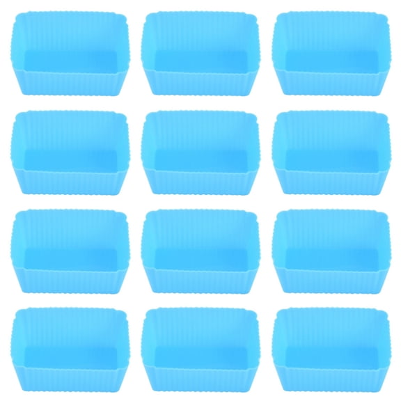 Clearance Under $1.34! 12 Pcs Silicone Baking Cups, Rectangle Cupcake Liners for Oven and Freezer (E, One Size)