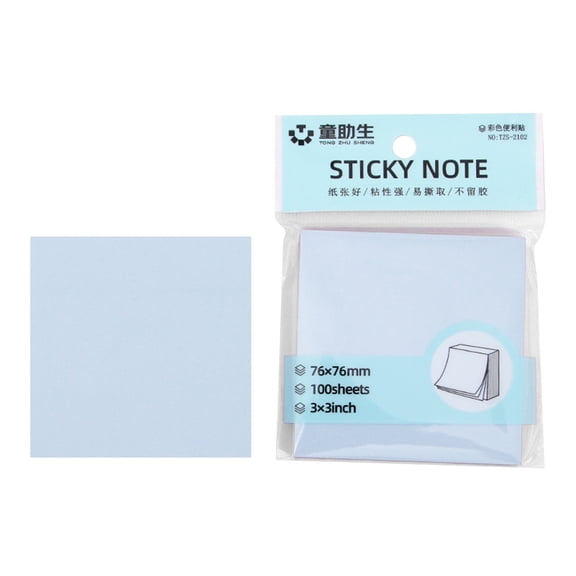 Clearance Under $1.34! 1PAD Self-Adhesive Memo Notes, 100 Sheets Tearable Sticky Note Pad with Thick Paper, for Home & Office, 7.6x7.6cm, Blue