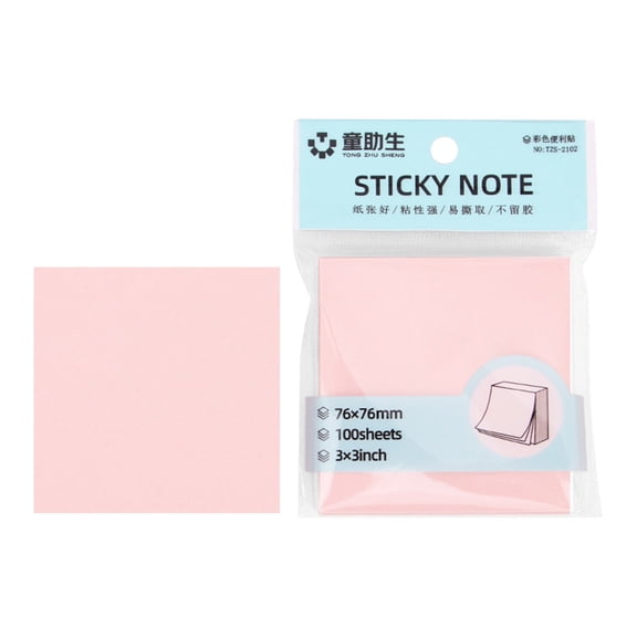 Clearance Under $1.34! 1PAD Self-Adhesive Memo Notes, 100 Sheets Tearable Sticky Note Pad with Thick Paper, for Home & Office, 7.6x7.6cm, Red
