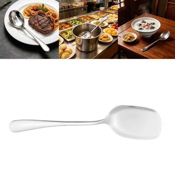 Clearance Under$1.34! 1Pc Stainless Steel Serving Spatula, Long Handle for Buffet (22.2*6cm, C Spatula)