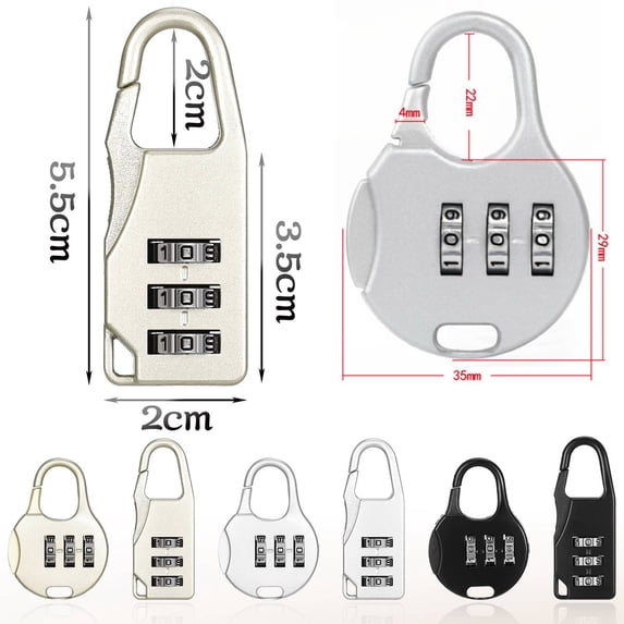 Clearance Under $1.39! 1PC 3-Digit Combination Padlock, Keyless Luggage Lock for Suitcases & Lockers, Metal, for Travel & Gym, (One Size, Black)