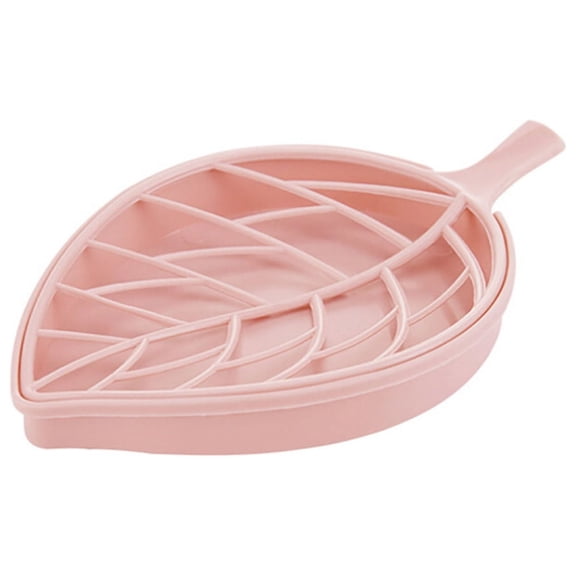 Clearance Under $1.44! 1 PC PP Soap Box Leaf Shape Double Layer Holder Dish for Bathroom Kitchen Storage (Pink)