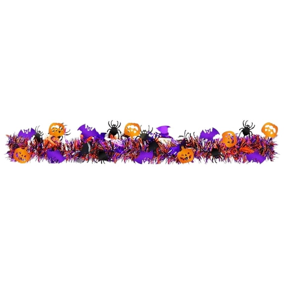 Clearance Under $1.49! 1 Roll Halloween Foil Garland, Pumpkin Bat Shiny Ribbon, for Door Wall Ceiling Decor