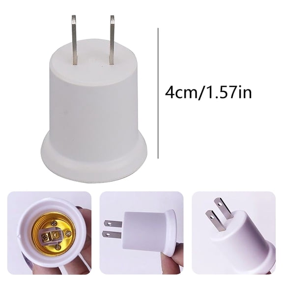 Clearance Under $1.49! 1PC E26 to E27 Light Bulb Adapter, Conversion Socket with Threaded Wall Holder, for Lamps & Fixtures, White, One Size