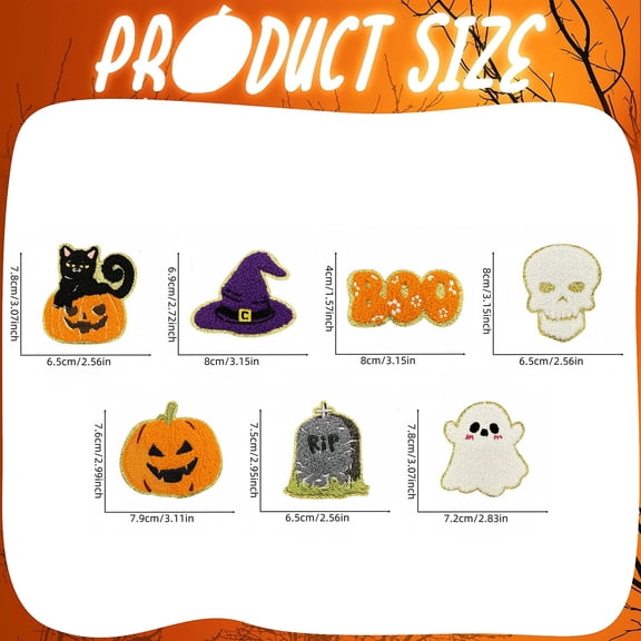 Clearance Under $1.54! 1PC Halloween Iron-On Patch, Glitter Pumpkin Embroidery for Custom Clothing & Craft Projects, Cloth, (One Size, E)
