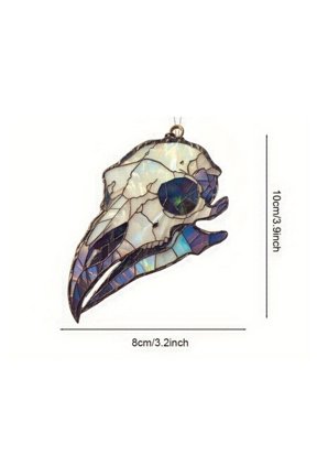 Clearance Under $1.56! 1PC Halloween Crow Head Pendant, Acrylic Charm for Necklace & Keychain, Acrylic, (One Size, Beige)