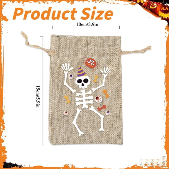 Clearance Under $1.56! 6PACK Jute Halloween Treat Bags, Rustic Burlap Candy Pouches for Kids & Party Favors, Cloth, (One Size, Beige)