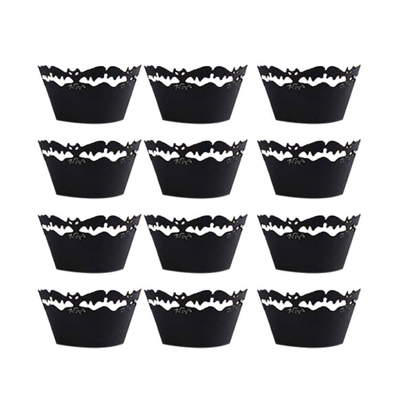 Clearance Under $1.6! 12 Pack Paper Halloween Cupcake Wrappers with Hollow Pumpkin Spider Web