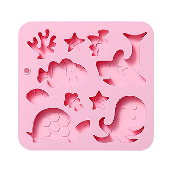 Clearance Under $1.66! 1 Pack 10-Cavity Marine Fish Silicone Mold for Chocolate Ice Cake Baking and DIY (Pink)
